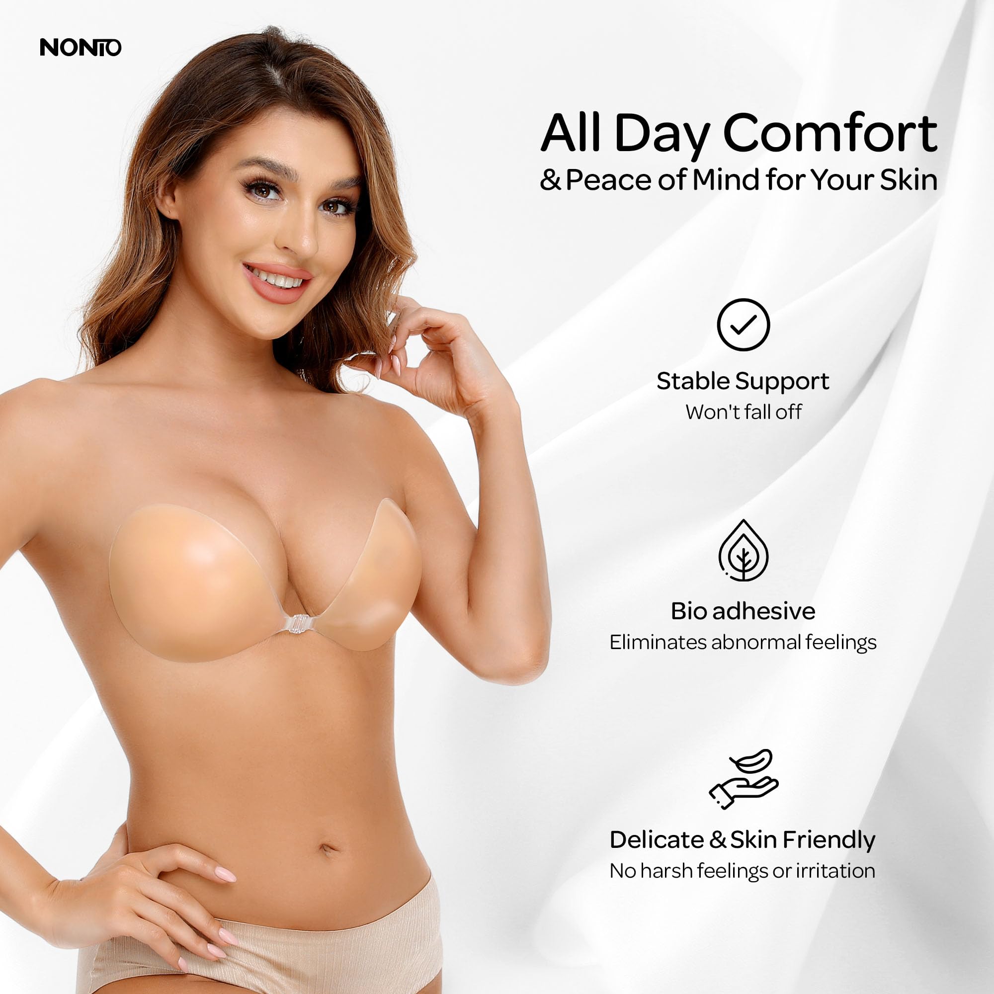 Backless Bra Sticky - Adhesive Bra Strapless Sticky Invisible Push